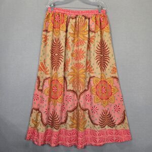 Calypso St. Barth Skirt Pink Orange Yellow Green Palm Trees Women L New